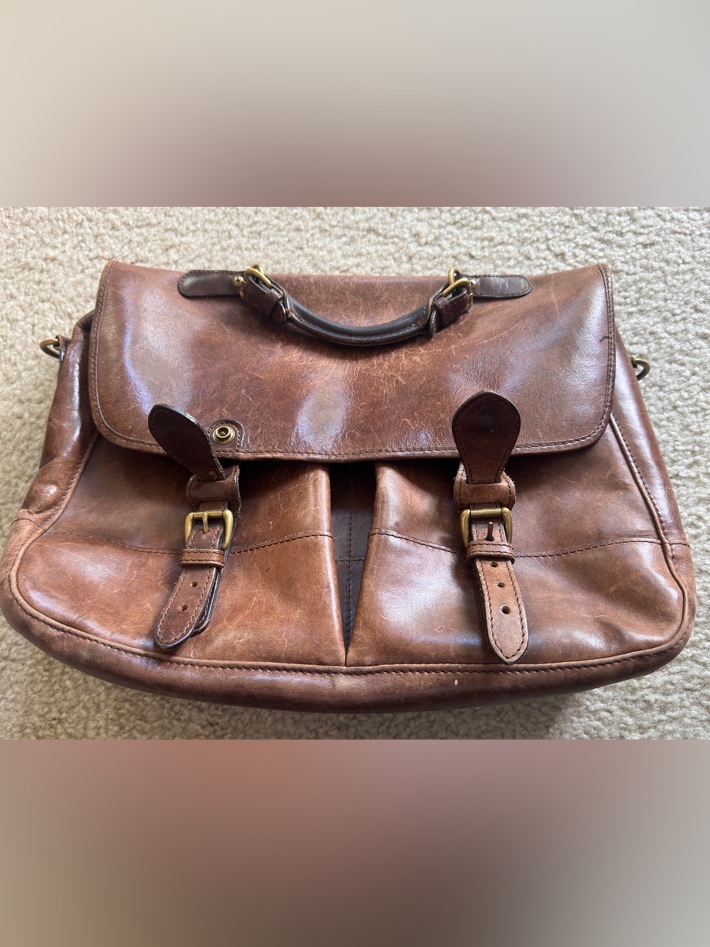 Men's Brown Mulholland Brothers Leather Briefcase - Classic Professional Satchel